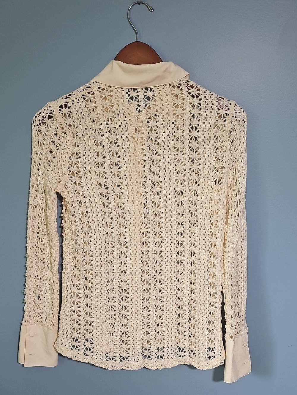 Mango Cream Crochet Shirt Size 4 - Picture 3 of 5